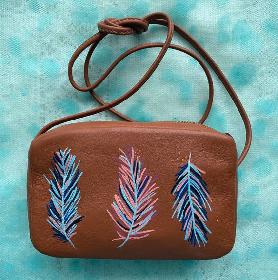 Buy Hand Painted Leather Crossbody Mini Handbag THIA Online in