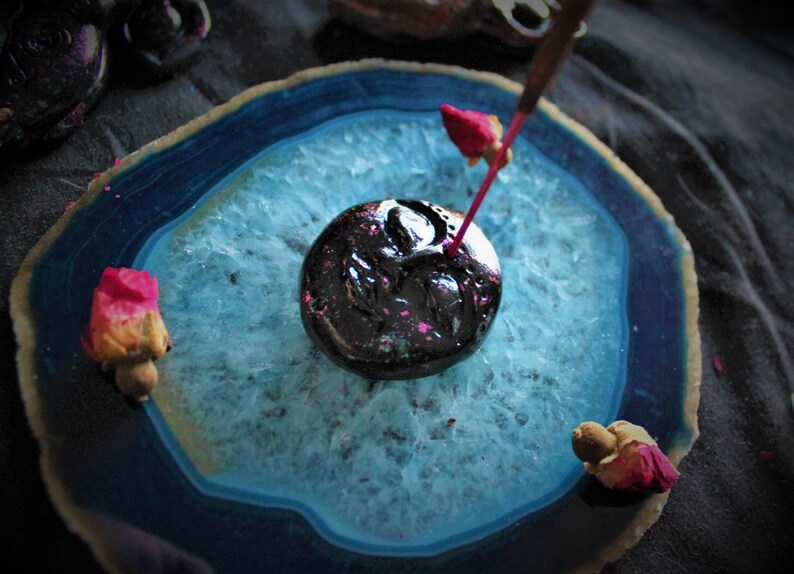 Stick Incense Altar Incense Burner Moon Incense Holder Altar Moon Face Incense Stick Holder Wytchcraft ILunar Incense Burner