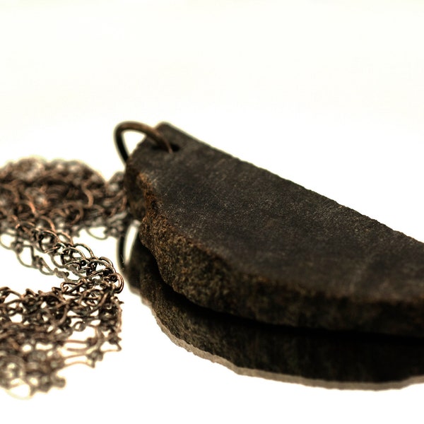 Raw Edged Stone Slice Pendant Necklace