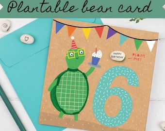 Handmade Turtle 6th birthday card, children's Birthday card, 6th Birthday card for girl, 6th Birthday card for boy, 6th Birthday gift, card