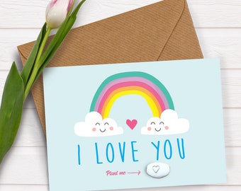 I love you, cute love card, anniversary, rainbow, valentines, valentines love, i love you card, Anniversary card, valentines gift, valentine