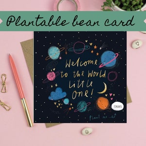 Gold foil New baby magical bean card cute congratulations card new baby card welcome to the world congratulations on your new baby greetings