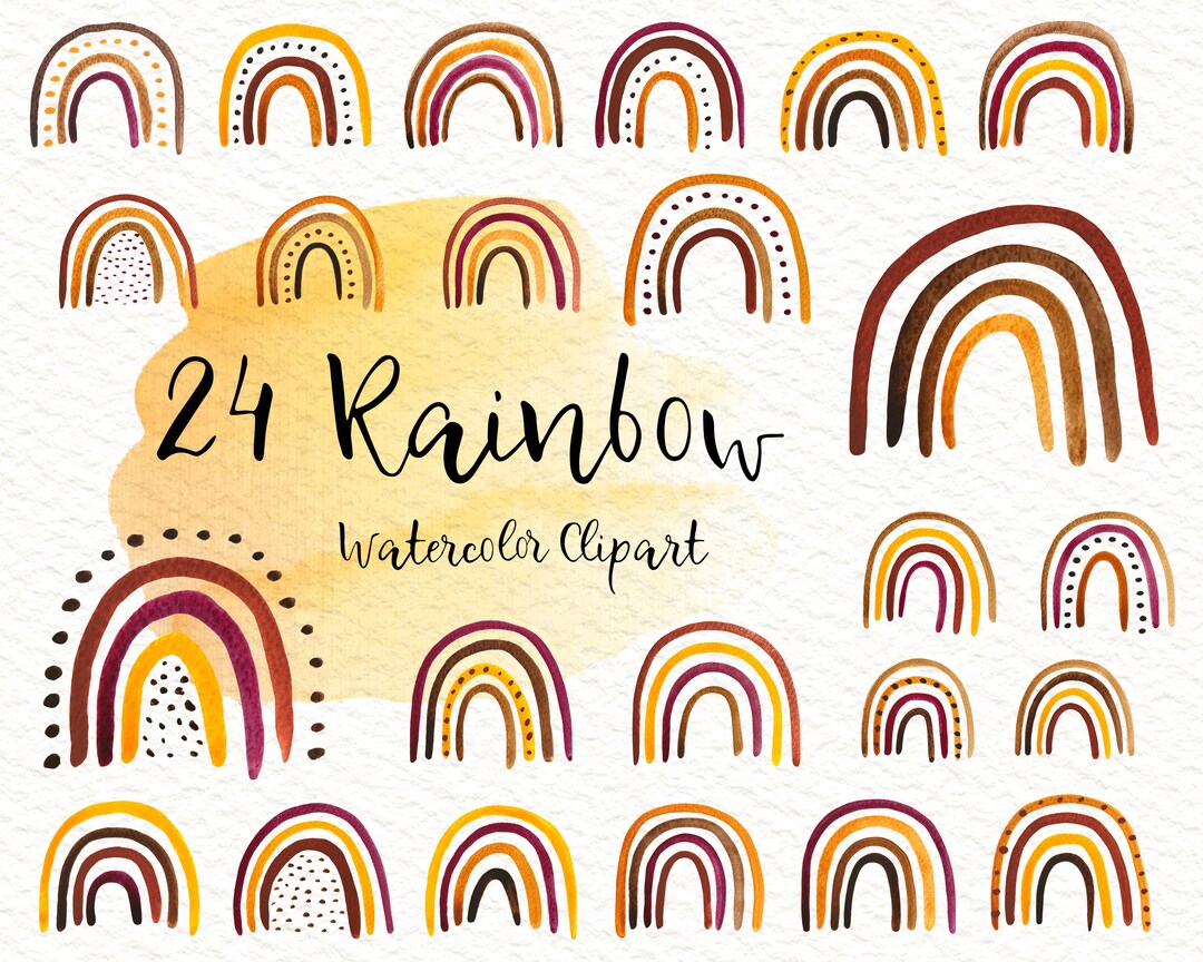 Watercolor Rainbows Clipart Boho Rainbow Hand Drawn Rainbow - Etsy UK