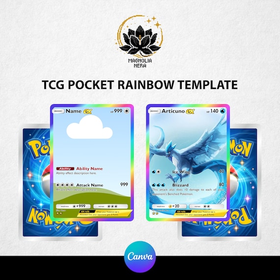 Custom TCG Pocket Rainbow Template / Editable / Personalized Trading Card /  DIY Pokmon Gift / Canva / Pokmon-inspired - Etsy