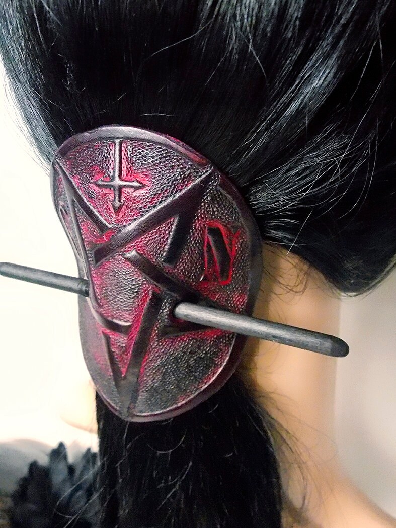 Gothic Hair Clip Beret Satan Pentagram 