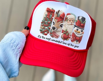Casquette de camionneur de Noël : Casquette festive, style vintage Noël