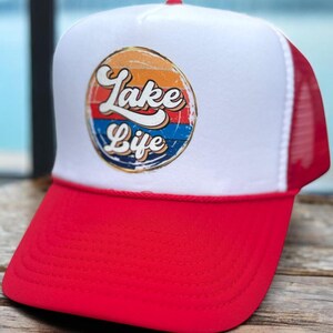 Trucker Hat for Lake Lovers High Profile Hat for Lake Life During Summer Vacation Gift for Woman Who Boats or Lives by a Lake Hat for Her