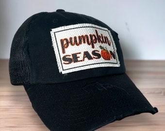 Pumpkin Season,  Mesh Trucker Patch Hat - Choose your hat color