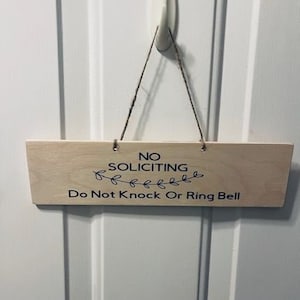 No Soliciting Sign, No Soliciting Door Sign, No Knocking Sign, Do not Ring Bell Sign, Front Door Sign, Sign for no soliciting