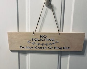 No Soliciting Sign, No Soliciting Door Sign, No Knocking Sign, Do not Ring Bell Sign, Front Door Sign, Sign for no soliciting