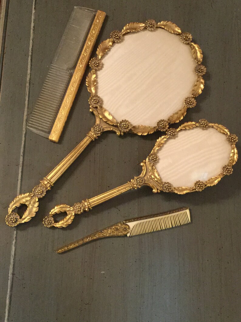Vintage Gold Matson Dresser Set Vanity Dresser Set Vintage Vanity