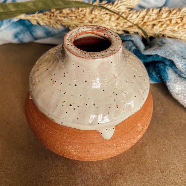 Handmade Drip Vase, Handmade Pottery, Handmade Ceramic, Dripped Pottery, Terracotta Vase, Pottery Vase, White, Terracotta, Organic, Speckled