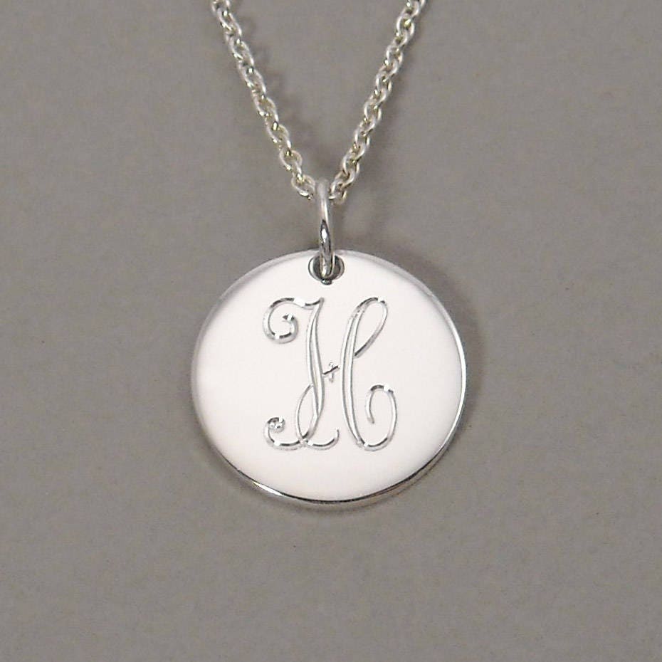 Sterling silver initial pendant necklace personalized initial Etsy