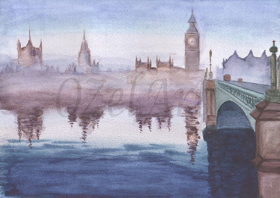 London Foggy City Big Ben Westminster Bridge Thames Fog Etsy London Foggy City Big Ben Westminster Bridge Thames Fog Etsy