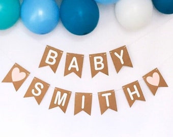 Personalised Baby Shower Banner Welcome Baby Bunting Gender Reveal Decor Neutral Baby Shower Decoration Custom Baby Sign