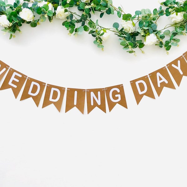 Wedding Day Kraft Bunting Banner, Wedding Day Banner, Getting Married Bunting, Wedding Day Decorations, Wedding Decorations Banner Bunting