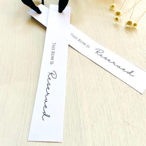 Personalised Reserved Row Seat Tag for Wedding Ceremony Reserved Seating Tag Minimalist Chair Sign Tags Reserved Wedding Seat Tags Sign