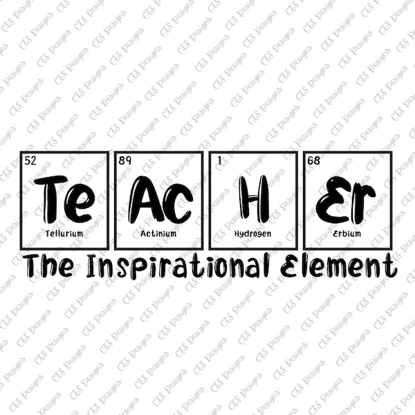 Teacher The Inspirational Element PNG SVG | Teacher Periodic Table Design | Periodic Table | Teacher shirt design | Science Teacher