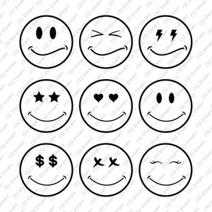 Smiley Face PNG SVG | Smiley Face Bundle | Smiley Face svg |Retro smiley face | Retro | smiley png | Happy Face PNG | Sublimation Design
