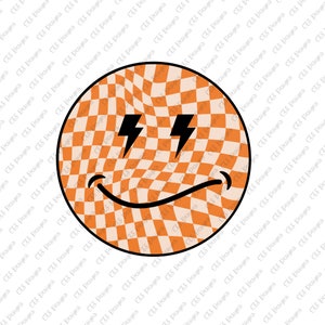 Smiley Face PNG | Retro smiley face | Retro | smiley png | Happy Face PNG | Lightning Bolt Smiley |  t Shirt Design png | Sublimation Design