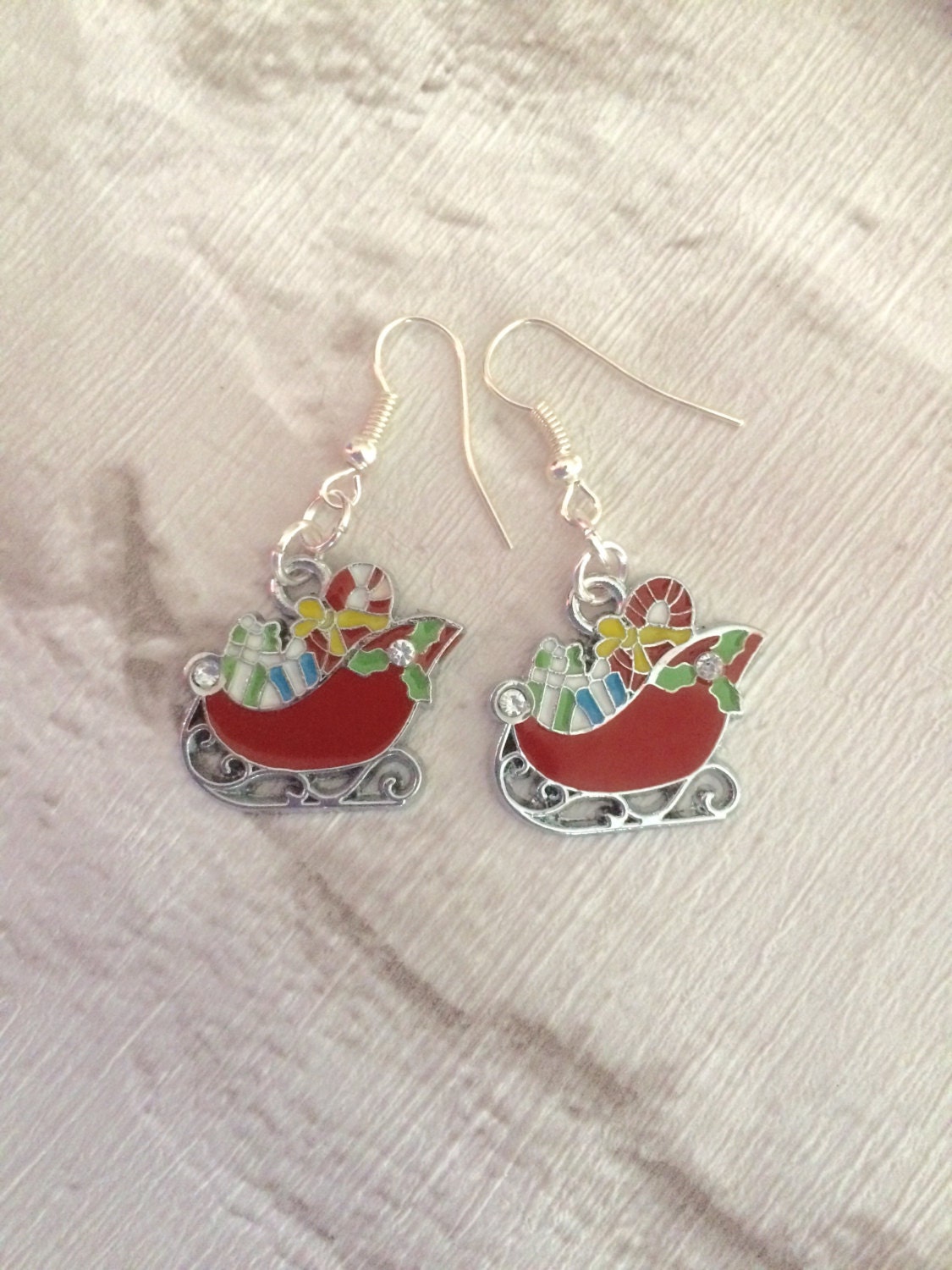 Christmas Earrings Novelty earrings Santa Sleigh Earrings Etsy