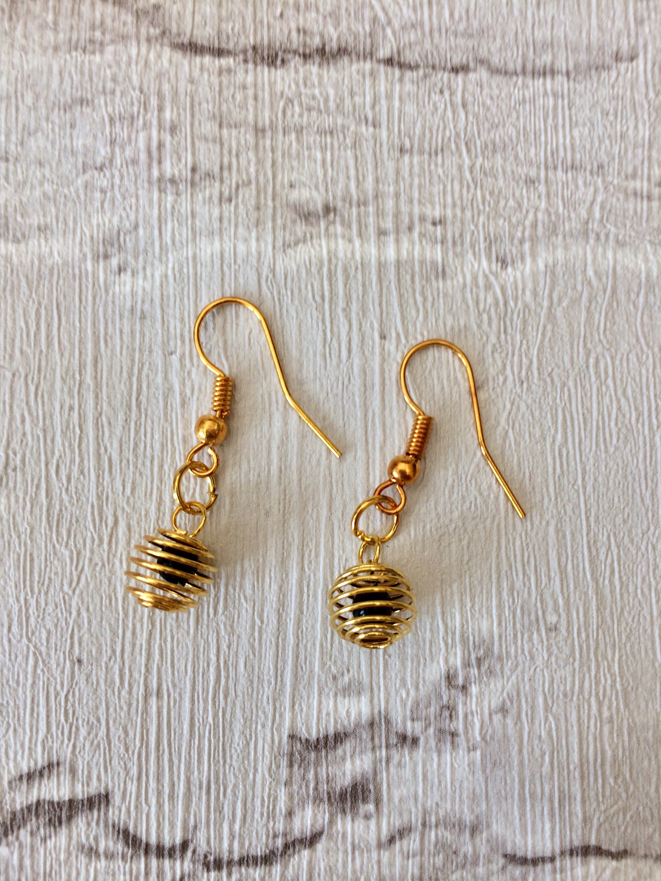 Gold Spiral Cage Earrings Gold Earrings Spiral Earrings Etsy