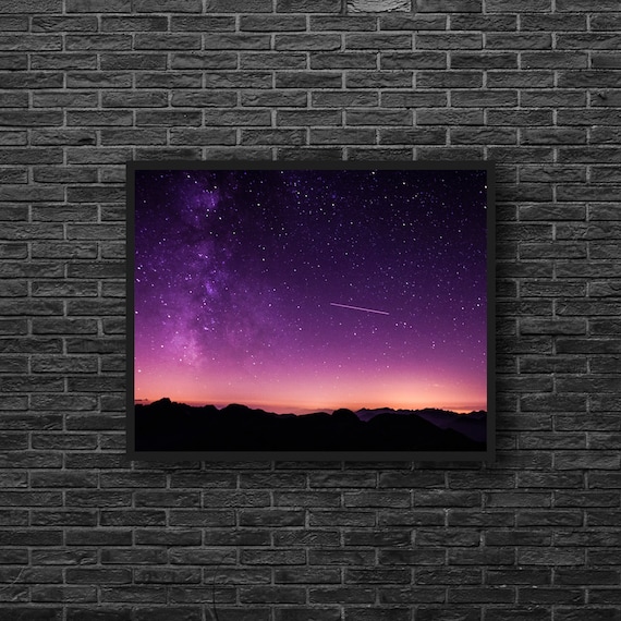 Ciel étoilé Photographie étoile Filante Photo Photographie Des étoiles Astronomie Pourpre Du Ciel Mur Violet Décor Kids Room Decor