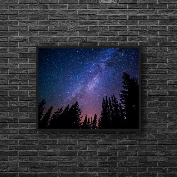 Voie Lactée Photo Ciel étoilé Photographie étoiles Astronomie Pourpre Du Ciel Décor De Mur Violet Kids Room Decor Violet