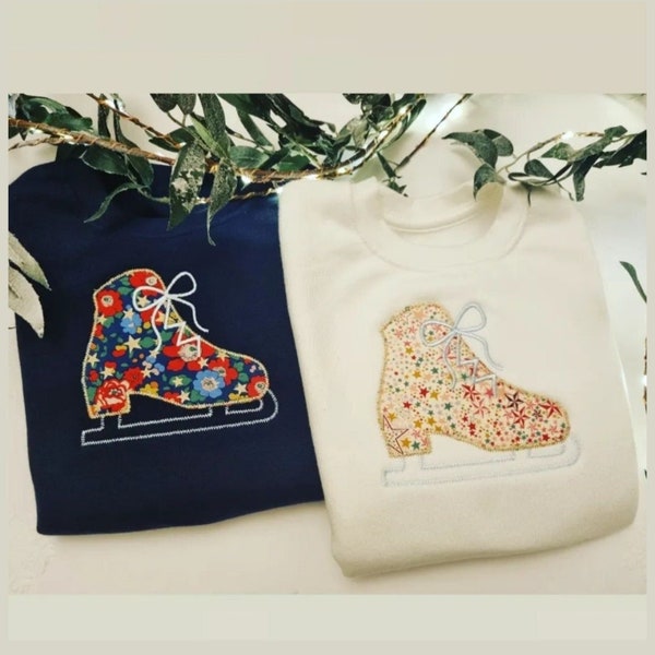 Liberty of London Ice-skating sweatshirt | Christmas jumper | Design your own | Festive Sweatshirt | Christmas day outfit