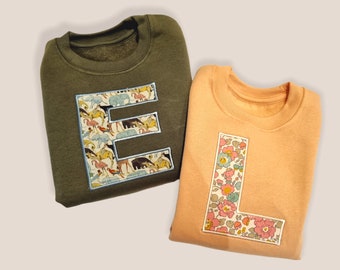 Liberty of London Personalised Children’s initial Sweatshirt | Letter jumper | Design your own | Boys | Girls | Alphabet Jumper