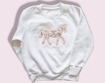 Liberty of London horse Sweatshirt -Custom Made with Liberty of London Fabric -design your own- for Boys and Girls horses!!