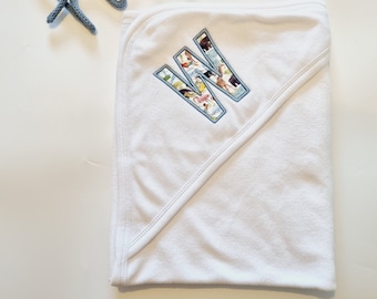 Liberty Embroidered Initial Baby Hooded Towel: Personalized Shower Gift