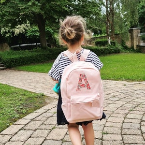 Liberty of London embroidered mini backpack personalised bag Embroidered Toddler Rucksack Nursey Bag Unisex Boy Girl Pink