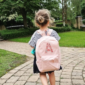 Liberty of London embroidered midi backpack personalised bag Embroidered Toddler Rucksack Nursey Bag Unisex Boy Girl Pink