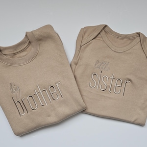 Big Brother Little Brother - Big Sister Lil Sister bijpassende kleding - cadeau voor nieuwe baby jongens en meisjes - sets voor broers en zussen - geborduurd item