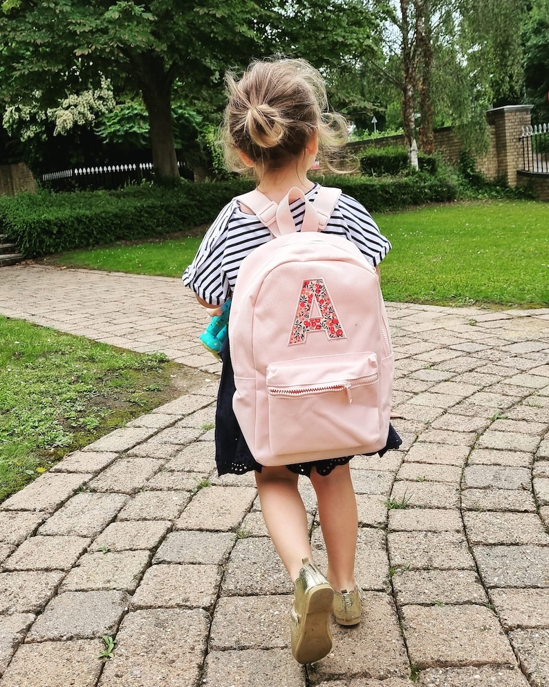 Liberty of London embroidered mini backpack personalised bag Embroidered Toddler Rucksack Nursey Bag Unisex Boy Girl Pink