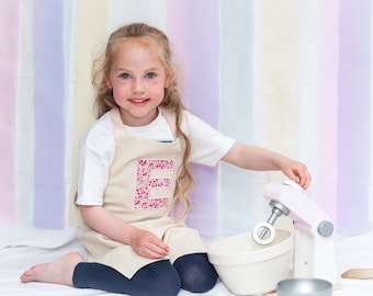 Liberty embroidered  Apron | Initial | child's | party gift | birthday gift | personalised | cook wear | messy play-arts & craft | Fairtrade