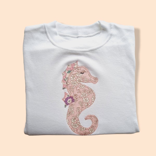 Liberty seahorse T-shirt -Custom Made seahorse T-shirt in Liberty of London Fabric - design your own - summer Party top for Boys and Girls