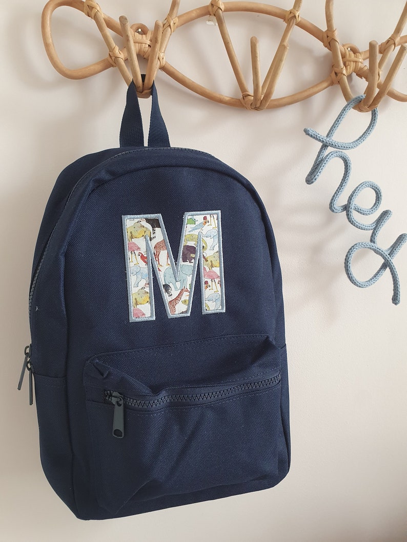 Liberty of London embroidered midi backpack personalised bag Embroidered Toddler Rucksack Nursey Bag Unisex Boy Girl image 3