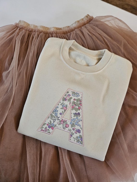 Liberty of London Personalised Childrens Initial Sweatshirt Letter Jumper Design Your Own Boys Girls Alphabet Jumper Etsy UK