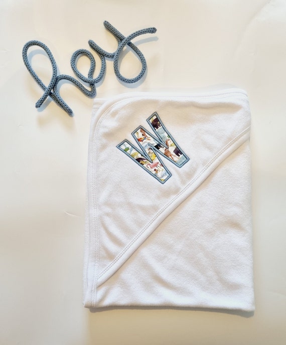 Liberty Embroidered Initial Baby Hooded Towel: Personalized Shower Gift