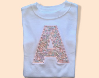 Liberty Initial T-shirt: Custom Embroidered Letter, Soft Cotton