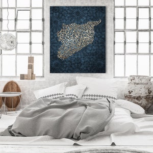Syrien Landkarte خريطة سوريا | Syrien Kunstdruck auf Leinwand, große Leinwand, Home Kunstwerk, zeitgenössischer Kunstdruck, fertig zum Aufhängen