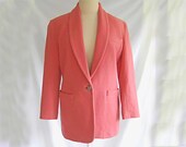 Bill Blass Blassport Blazer Vintage Coral Pink Wool Jacket Coat Modest Capsule Wardrobe Shawl Collar Investment Dressing Spring 4