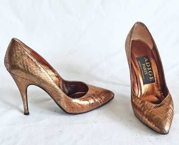 bronze metallic pumps