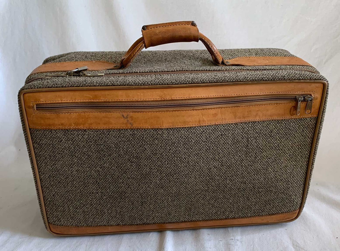 Vintage Hartmann Suitcase 21 Carry on Gray Tweed Leather Etsy