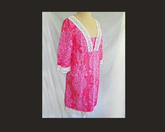 Caftan Lilly Pulitzer Pink Lace Dress Vintage Pine