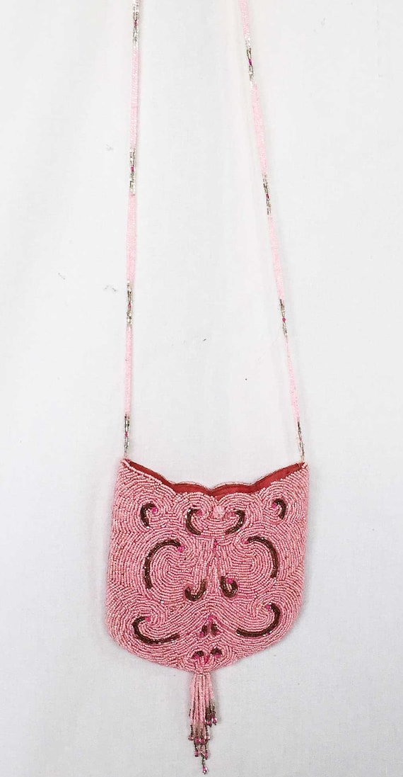 Vintage Beaded Cat Kitty Handbag Purse Cat Face Al