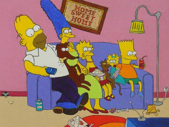 The Simpsons Painting Folk Outsider Art Vintage Home Sweet Etsy