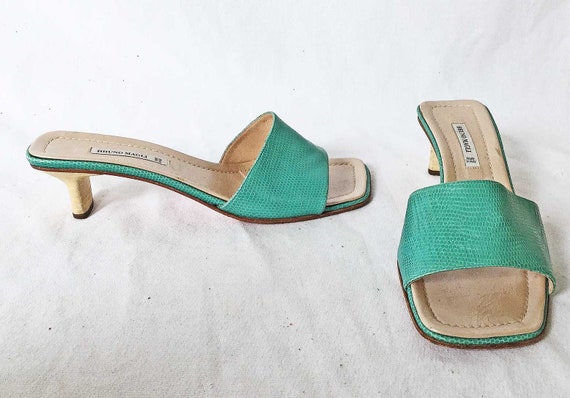 Vintage Bruno Magli Mules Pinched Block Heel Slide